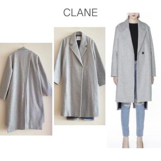 CLANEクラネ バッククロスチェスターコート 比翼ボタンロングコート38 CLANEクラネ バッククロスチェスターコート 比翼ボタンロングコート38