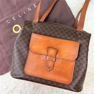 セリーヌ(celine)のセリーヌ トートバッグ 肩掛け 大容量 マカダム柄 PVC レザー ブラウン(トートバッグ)