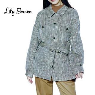 リリーブラウン(Lily Brown)のLily Brown  ツィードビッグシルエットシャツジャケット(ニットコート)