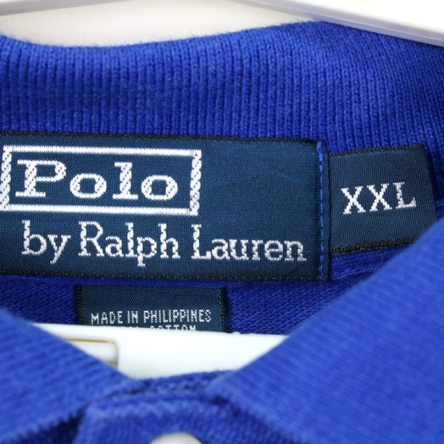 POLO RALPH LAUREN(ポロラルフローレン)のポロ・ラルフローレン 長袖ポロシャツ ポニー刺繍 鹿の子 無地 アメリカ買付品 海外古着 メンズ XXLサイズ ブルー POLO RALPH LAUREN メンズのトップス(ポロシャツ)の商品写真