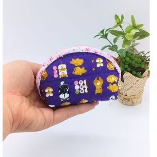 【再販】ハンドメイド⭐︎ミニポーチ☆柴犬と和菓子（ネイビー）小銭入れ(ポーチ)