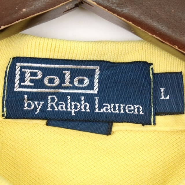 POLO RALPH LAUREN(ポロラルフローレン)のポロ・ラルフローレン 長袖ポロシャツ ポニー刺繍 鹿の子 無地 アメリカ買付品 海外古着 メンズ Lサイズ イエロー POLO RALPH LAUREN メンズのトップス(ポロシャツ)の商品写真