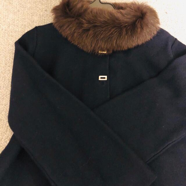 新品✧♡アプ♡ ファー付フレアケープニット 2 ネイビー