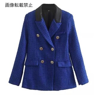 🍬10月新作🍭9337◆blue vintage ツイード ダブル ジャケット (テーラードジャケット)