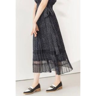 Herlipto Polka Dot Side Bow Pleated Dres