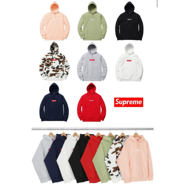 supreme box logo パーカー　ピーチ