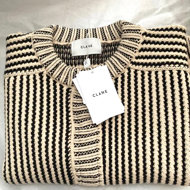 新品タグ付♡CLANESTRIPECABLEHALFSLEEVECARDIGAN 4