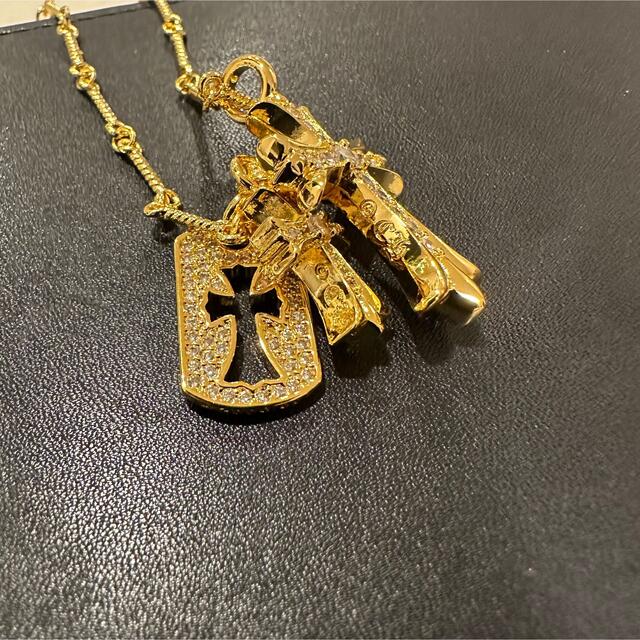 ダブル クロス ペンダント ネックレス 十字架 ゴールド メンズ レディース メンズのアクセサリー(ネックレス)の商品写真