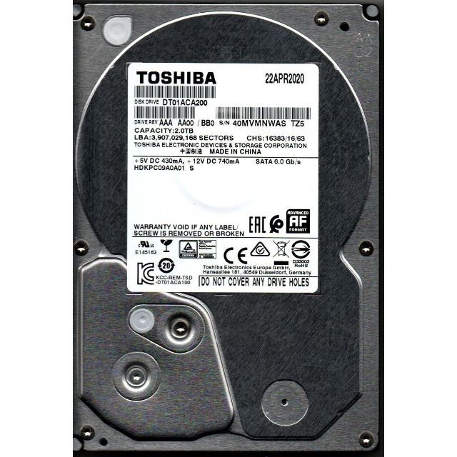 東芝 - Toshiba HDD DT01ACA200 2TB SATA 6Gb/sの通販 by AmkuX's shop ...