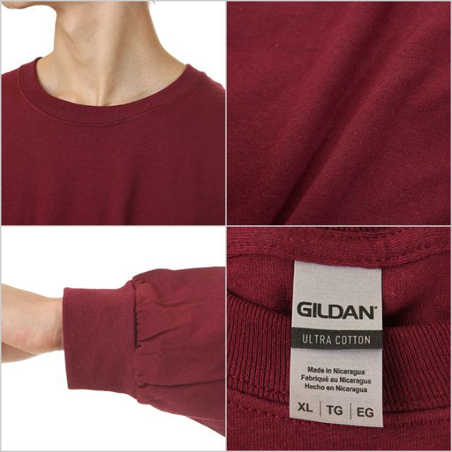 GILDAN(ギルタン)の【新品】ギルダン 長袖 Tシャツ XL マルーン 無地 ロンT メンズ メンズのトップス(Tシャツ/カットソー(七分/長袖))の商品写真