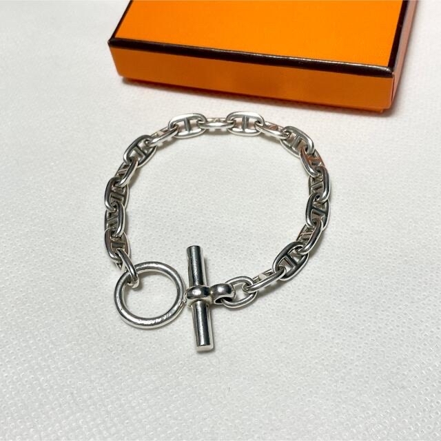 HERMES エルメス シェーヌ ダンクル ブレスレット TGM Chaine dancre Bracelet TGM 10Link Ag925 10コマ リンク ジュエリー アクセサリー シルバー 【メンズ】【美品】