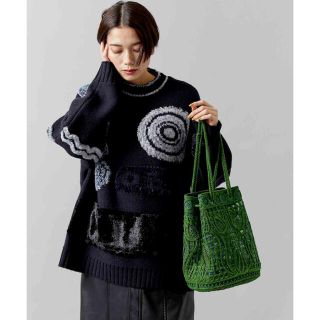 Cord Embroidery Bucket Bag - black