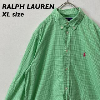 ラルフローレン(Ralph Lauren)のラルフローレン　長袖シャツ　ボタンダウン　チェック　カラーポニー　男女兼用　XL(シャツ)