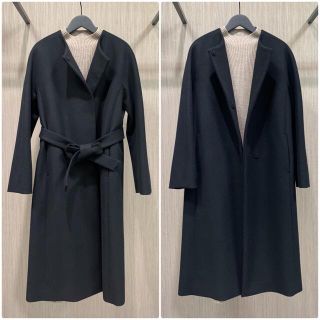 Theory luxe - theory luxe ウールノーカラーロングコート 黒 36の通販