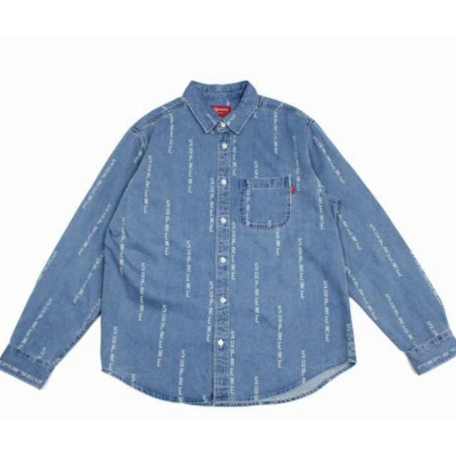 シュプリーム 20AW Logo Stripe Jacquard Denim Shirt ロゴストライプデニム長袖シャツ メンズ S