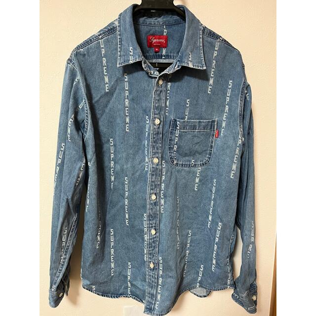 Supreme Logo Stripe Jacquard Denim Shirt