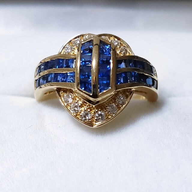 ダイヤモンド×サファイア リング K18YG 1.38ct 6.8g-