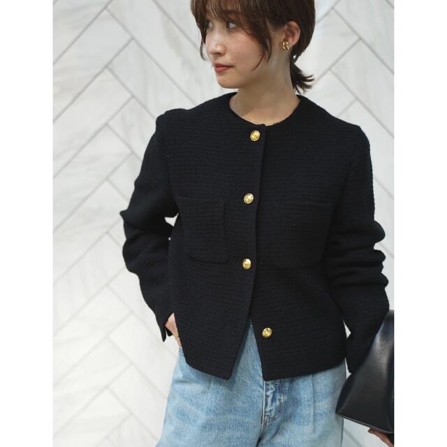 DEUXIEME CLASSE(ドゥーズィエムクラス)のドゥーズィエムクラス　tweed blazer タグ付き レディースのジャケット/アウター(ノーカラージャケット)の商品写真