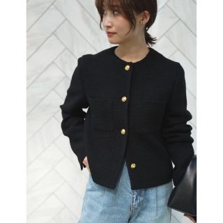 ドゥーズィエムクラス(DEUXIEME CLASSE)のドゥーズィエムクラス　tweed blazer タグ付き(ノーカラージャケット)