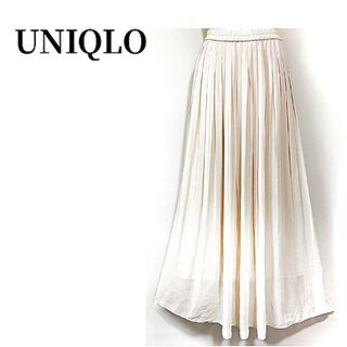 ユニクロ(UNIQLO)のUNIQLOユニクロハイウエストシフォンプリーツスカートSオフホワイトロング白(ロングスカート)