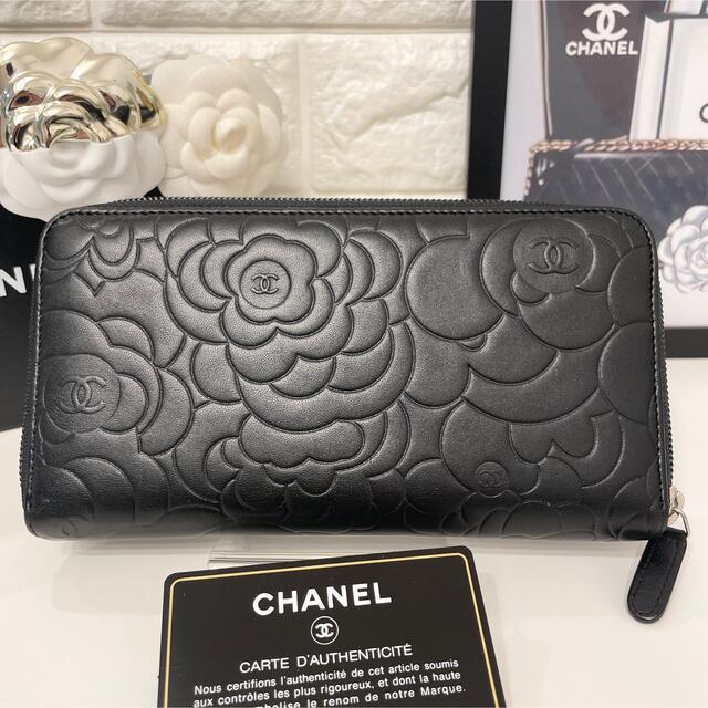 CHANEL✨シャネル✨カメリア✨ダブルホック✨二つ折り財布✨キャビアスキン美品