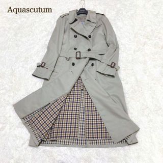 アクアスキュータム(AQUA SCUTUM)のアクアスキュータム ロングトレンチコート ウールライナー付き チェック XL(トレンチコート)