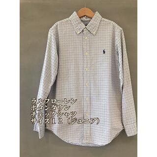 ラルフローレン(Ralph Lauren)のラルフローレン ボタンダウン チェックシャツ 青×白 サイズ12(ブラウス)