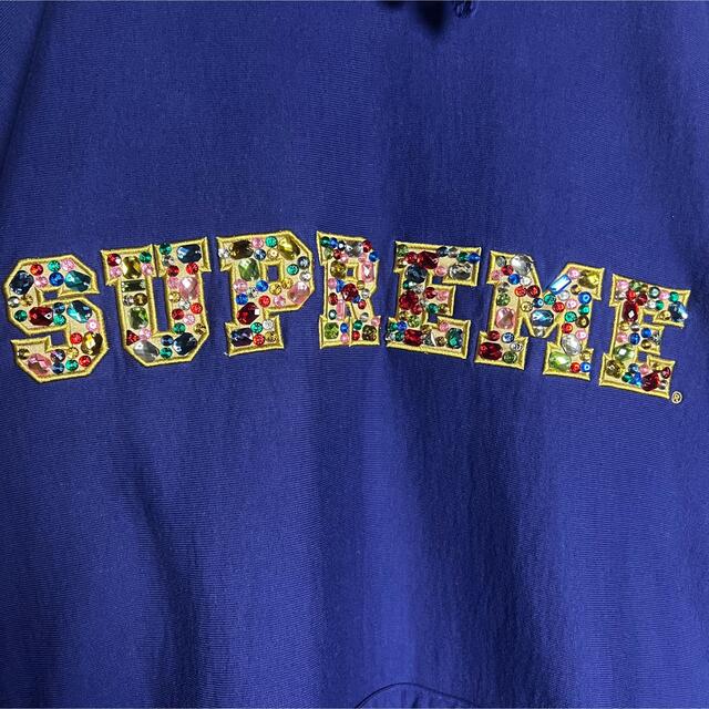 【即完売】 Supreme センターロゴ ビーズ キラキラ 入手困難 パーカー