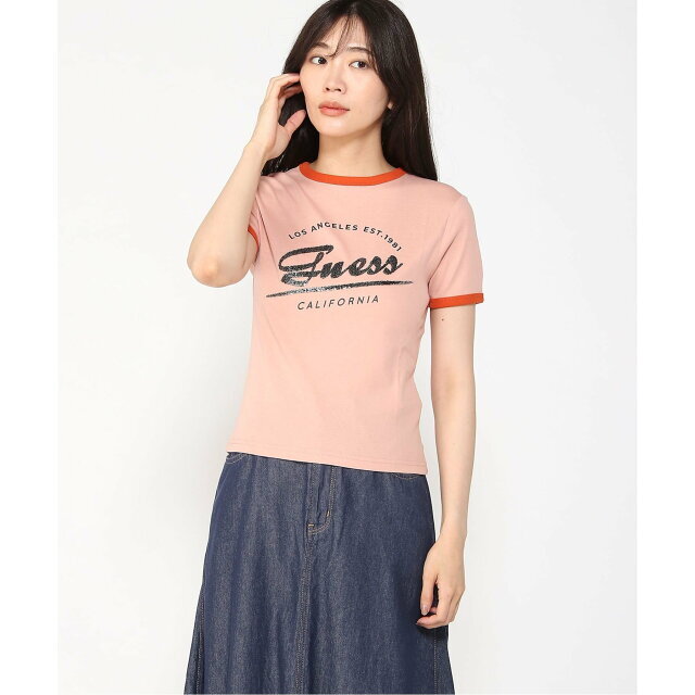 GUESS(ゲス)の【ライトピンク(G6M1)】(W)Gemey Logo Tee レディースのトップス(カットソー(長袖/七分))の商品写真