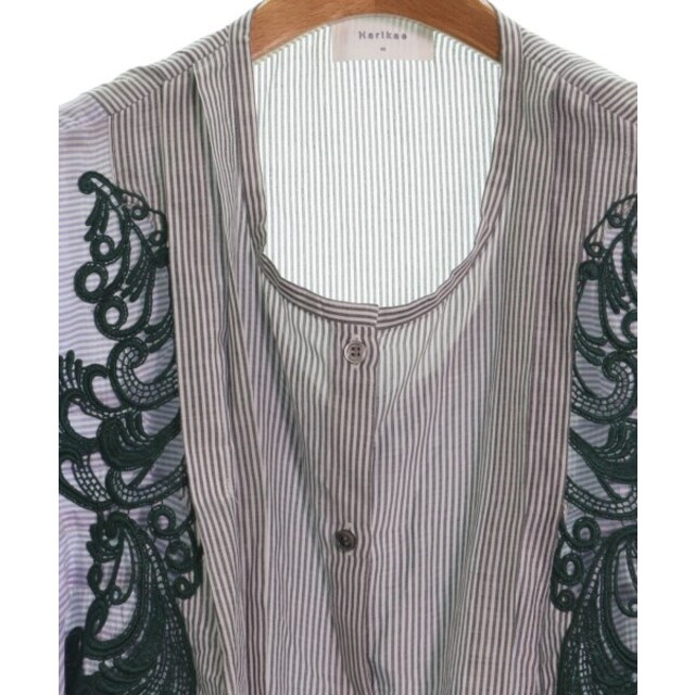 Harikae ハリカエ ブラウス XS グレー系x青系x緑 【古着】【中古】