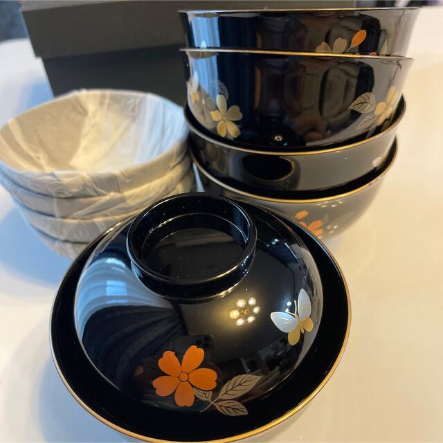 森英恵　ハナエモリ　しっきシック 吸い物茶碗　ブラック　5つセット インテリア/住まい/日用品のキッチン/食器(食器)の商品写真