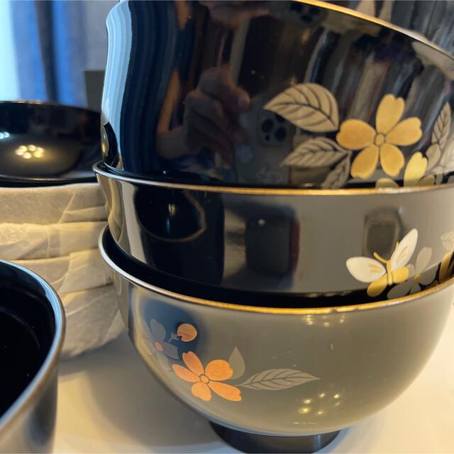 森英恵　ハナエモリ　しっきシック 吸い物茶碗　ブラック　5つセット インテリア/住まい/日用品のキッチン/食器(食器)の商品写真