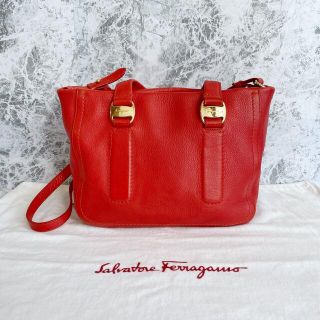 美品 フェラガモ Ferragamoショルダーバッグ 2way レザーオレンジ-