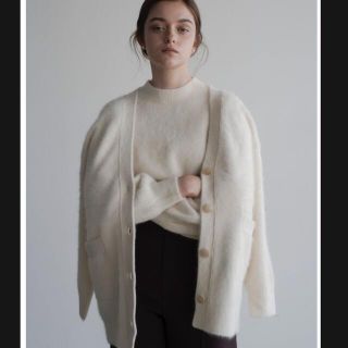 OHGA RACCOON CARDIGAN ホワイト ラクーンカーディガン(カーディガン)