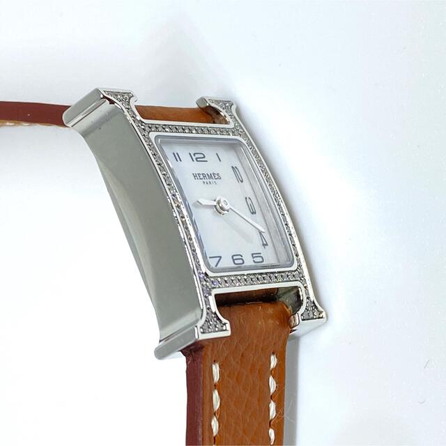 美品 HH1.131 Hウォッチ TPMミニ ダイヤベゼル シェル文字盤 腕時計