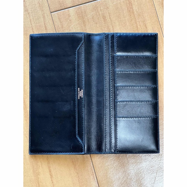 エルメス 長財布 メンズ 長札入れ オオサカ ボックスカーフ 黒 HERMES