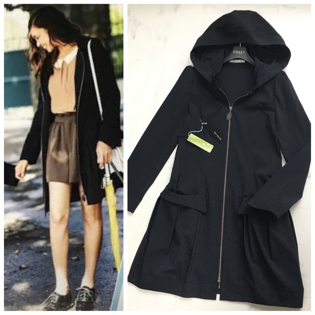 美品 FOXEY フォクシー ウォータープルーフ ストレッチ 洗える コート