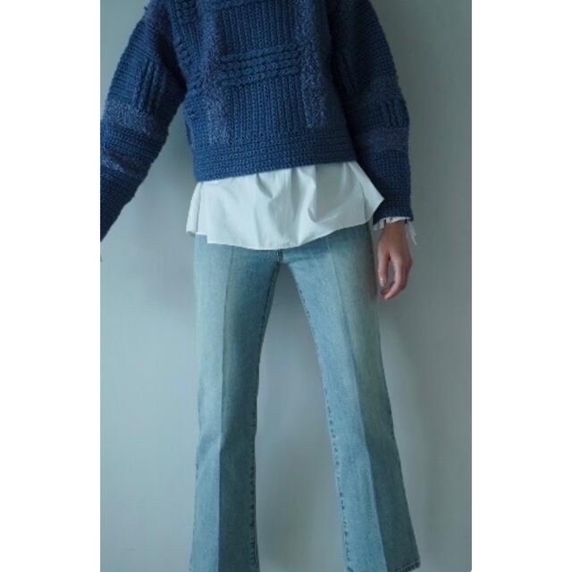 クラネ センタープレスデニム ブルー レディース パンツ