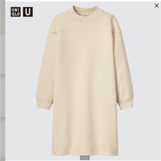 ユニクロ(UNIQLO)のユニクロU　スウェットモックネックワンピース ナチュラル 160(ひざ丈ワンピース)