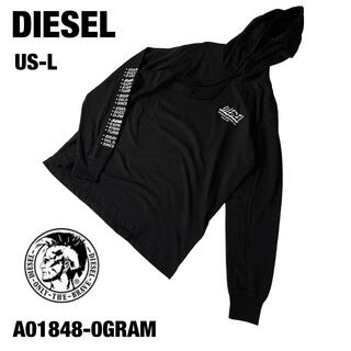 ディーゼル(DIESEL)の【新品】US-L ディーゼル パーカー 長袖 プリントシャツ 黒 ブラック 海外(パーカー)