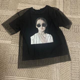 韓国　Tシャツ　ブラック　メッシュ(Tシャツ/カットソー(半袖/袖なし))