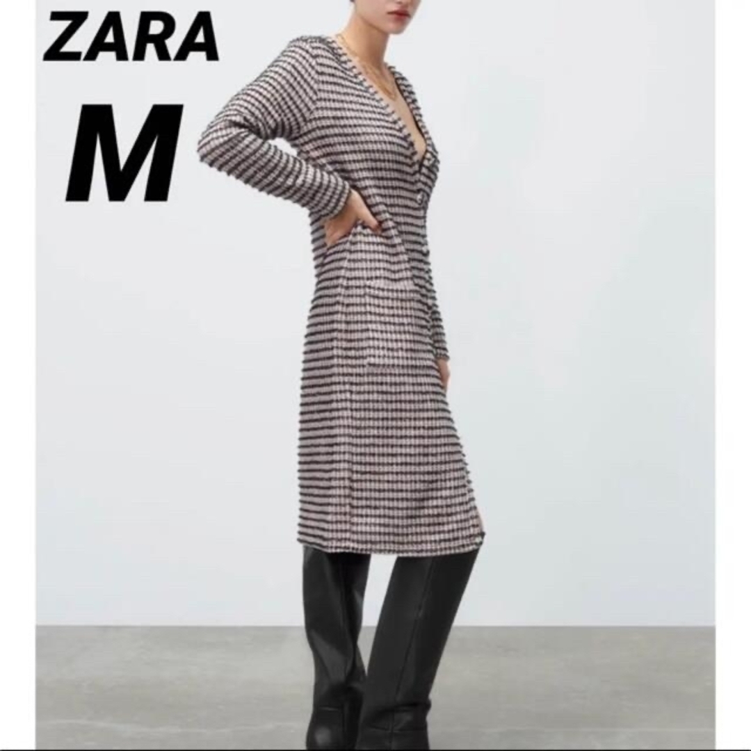 【今期完売】ZARA ミディ テクスチャー ワンピース M 新品タグ付き