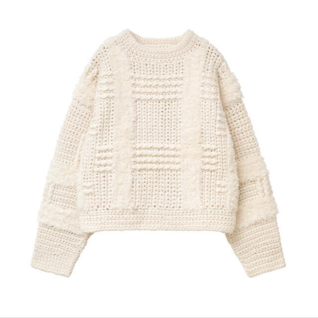 クラネ clane WIDE CHECK HAND KNIT ホワイト 1