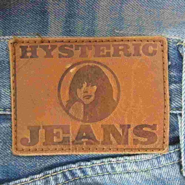 HYSTERIC GLAMOUR(ヒステリックグラマー)のHYSTERIC GLAMOUR ヒステリックグラマー 0163AP11 KPR 加工 クロップドスリム PT パッチワーク デニムパンツ インディゴブルー系 S【中古】 メンズのパンツ(デニム/ジーンズ)の商品写真