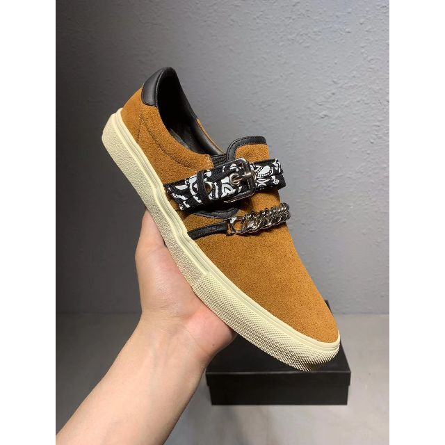 AMIRI アミリ バンダナスリッポン レザースニーカー ブラウン - www