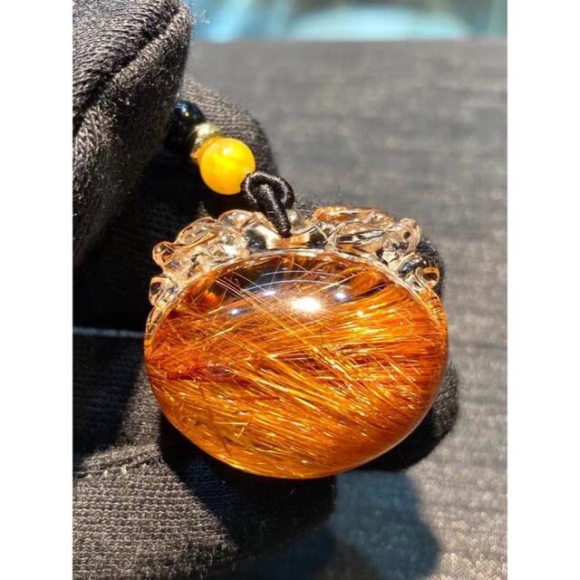 天然銅色ゴールドルチルクオーツ ネックレス 30*32*18mm 【在庫あり/即