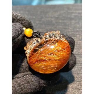 天然銅色ゴールドルチルクオーツ ネックレス 30*32*18mm - ネックレス