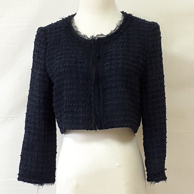 フォクシーツイードノーカラージャケット、サイズ40、L.11号。FOXEY