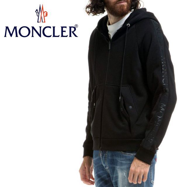 51 MONCLER ブラックロゴパーカースウェットsize L - www.asepasa.com.py