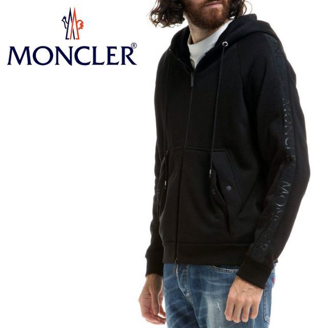 MONCLER - 51 MONCLER ブラック ロゴ パーカー スウェット size XL